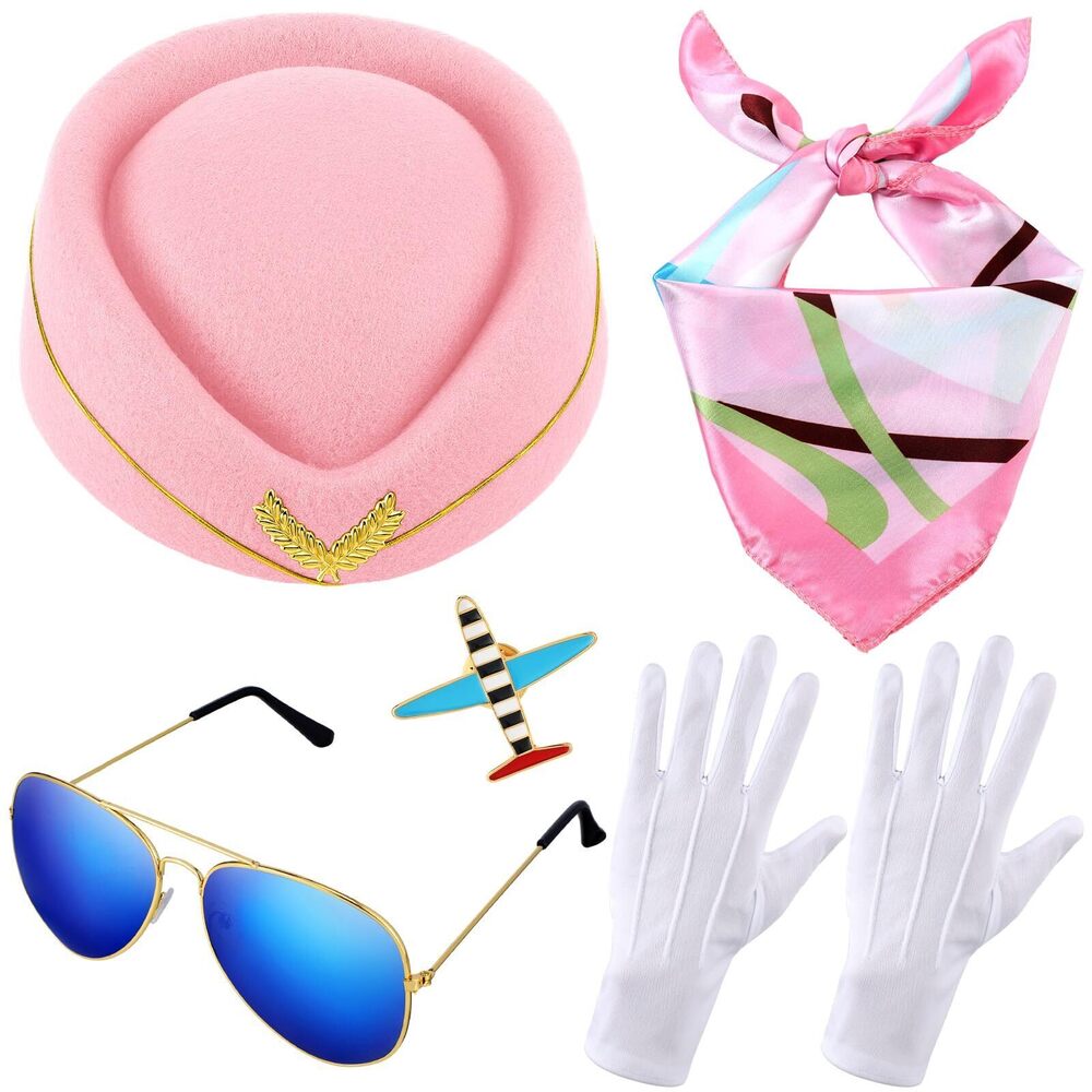 6998 6 Pcs Halloween Flight Attendant Costume Accessoriess